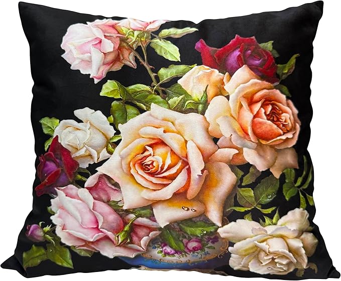 Elegant Decorative 18x18 Velvet Floral Pillow Cover Double Sides Flower by whooplaArt