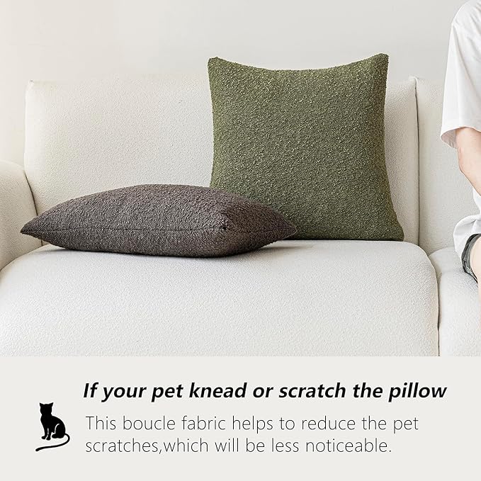 Foindtower Textured Boucle Throw Pillow Covers Accent Solid Pillow Cases Cozy - Image 4
