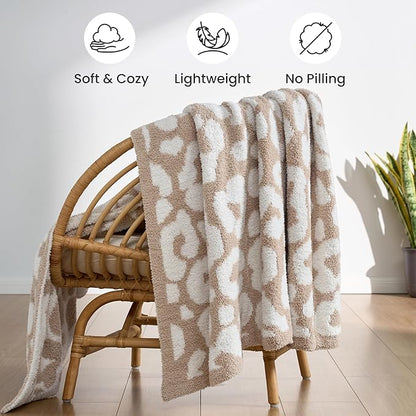 Joiedomi Throw Blanket for Couch Bed Sofa, Knitted Beige Blankets Gifts for - Image 6