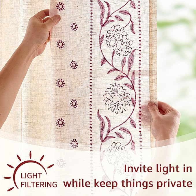 jinchan Christmas Curtains for Bedroom 84 Inches Length Embroidered Bordered - Image 5