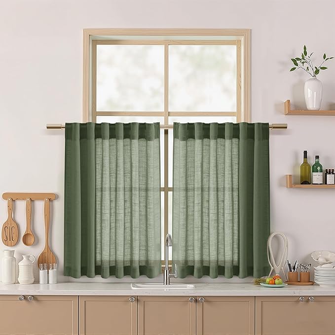 Nanspring Short Linen Curtains 36 Inch Length by Nanspring