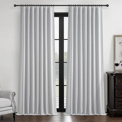 Light Grey Blackout Curtains 102 Inch Length 2 Panels Set by QJMYDECO
