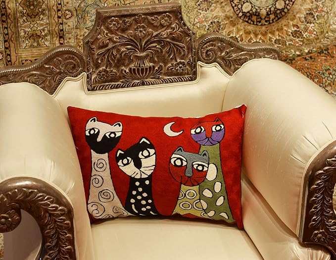 Lumbar Picasso Cat Pillow Cover Red Kitties Pillowcase Cute Cat Cushion Kitty - Image 5