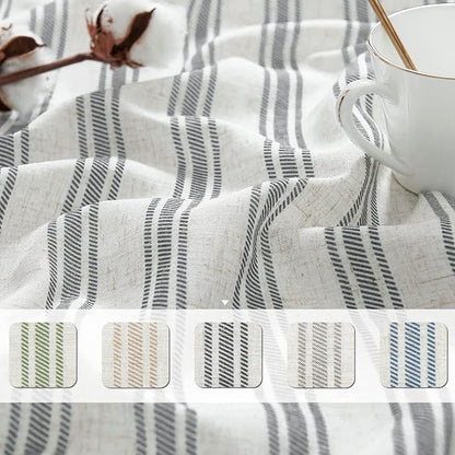 jinchan Striped Kitchen Curtain Linen Farmhouse Cafe Curtain 24 Inch Tiers - Image 9