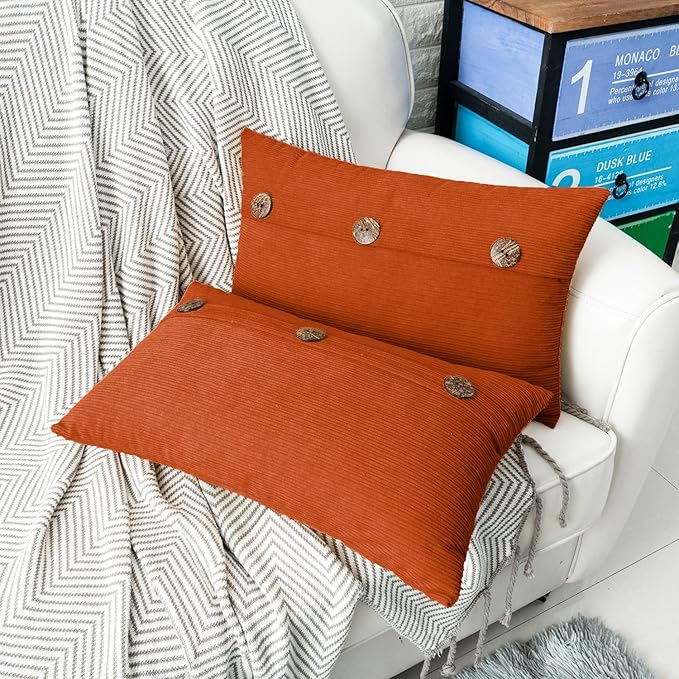 HWY 50 Burnt Orange Chenille Throw Pillow Covers 12x20 Inch - Image 5