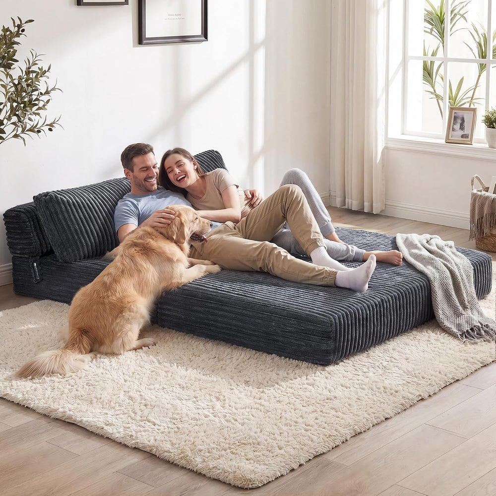 Folding Sofa Bed Convertible 4 in 1 Sleeper Chair Gray Full
