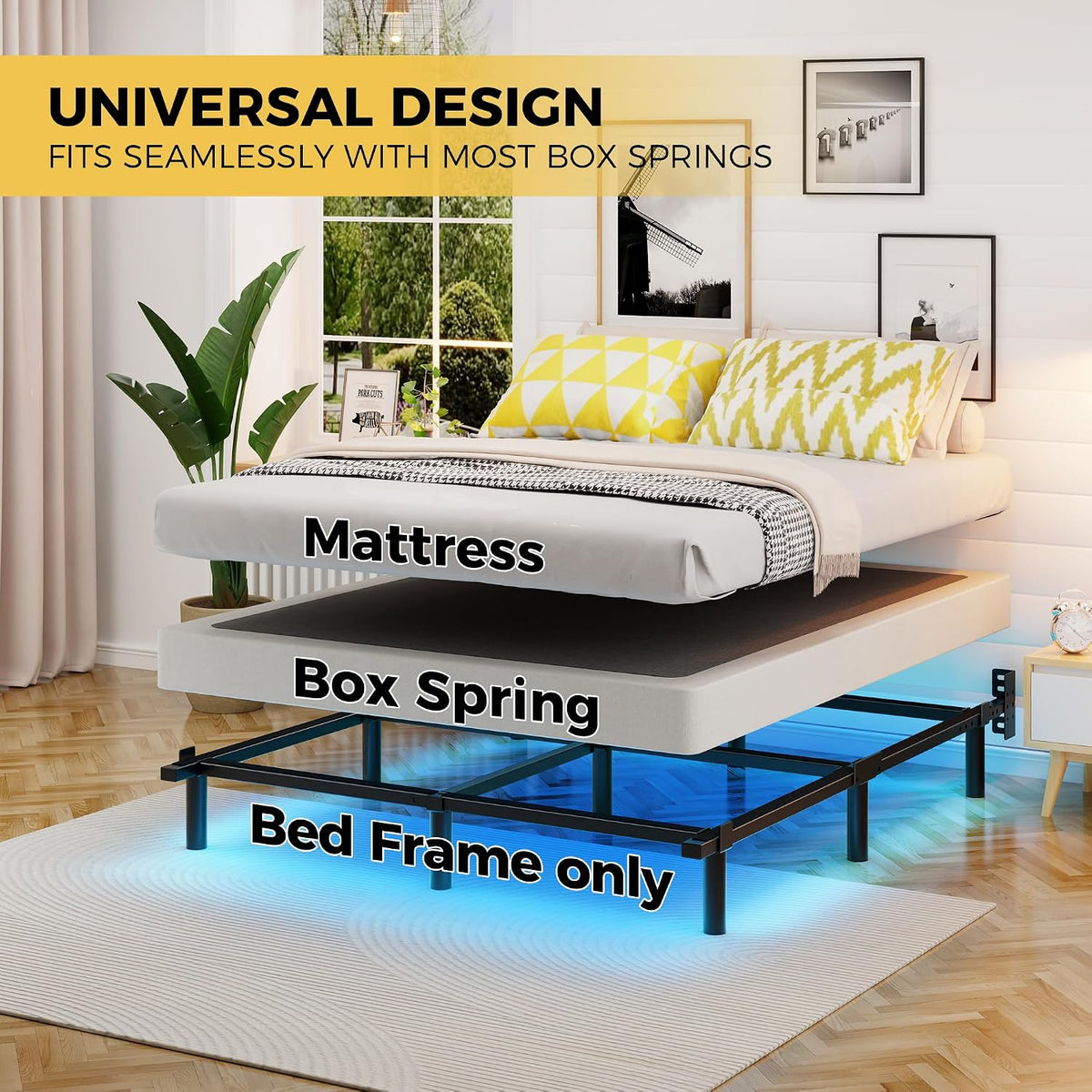 full bed frame with led lights, 7 inch on a desk or shelf
