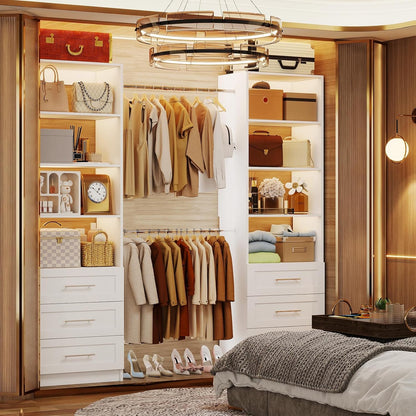 closet system with 6 drawers, 5-14ft custom closet, front angle view
