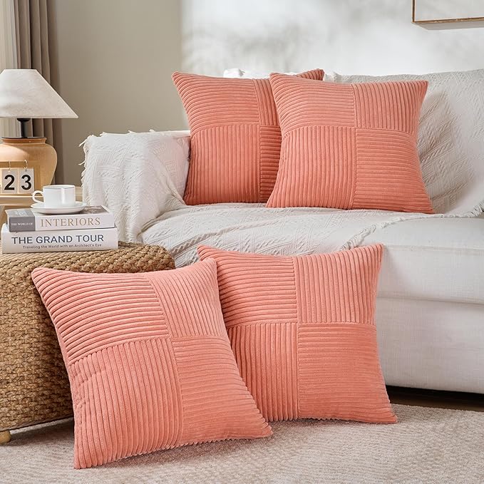 Fancy Homi 2 Packs Coral Samll Decorative Throw Pillow Covers 14x14 Inch - Image 5