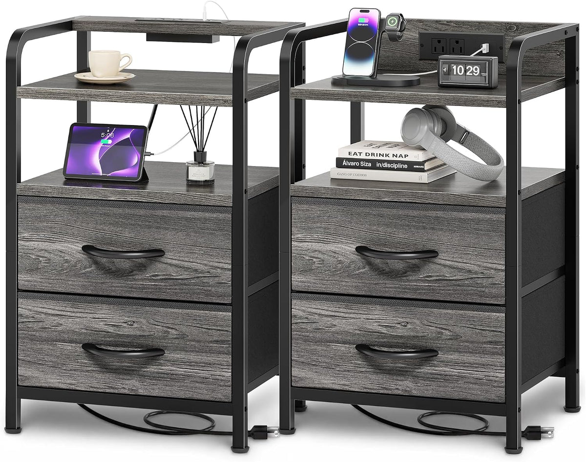 huuger nightstands set of 2, night stand, charging, main product view