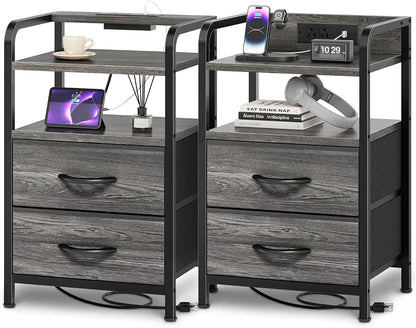 huuger nightstands set of 2, night stand, charging, main product view