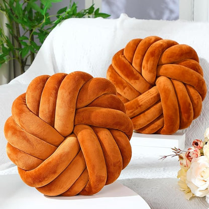 Fumete 2 Pcs 14 Inches Knot Pillow Round Throw Soft Plush Knot Ball Pillow - Image 4