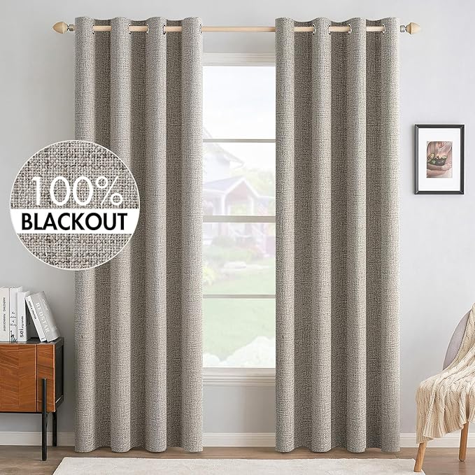 MIULEE Linen Texture 90 Inches Curtains by MIULEE