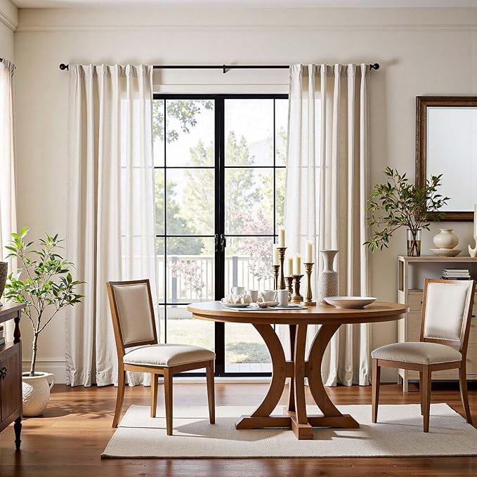 jinchan Linen Curtains 72 Inch Length 2 Panels Set Light Filtering Farmhouse - Image 6