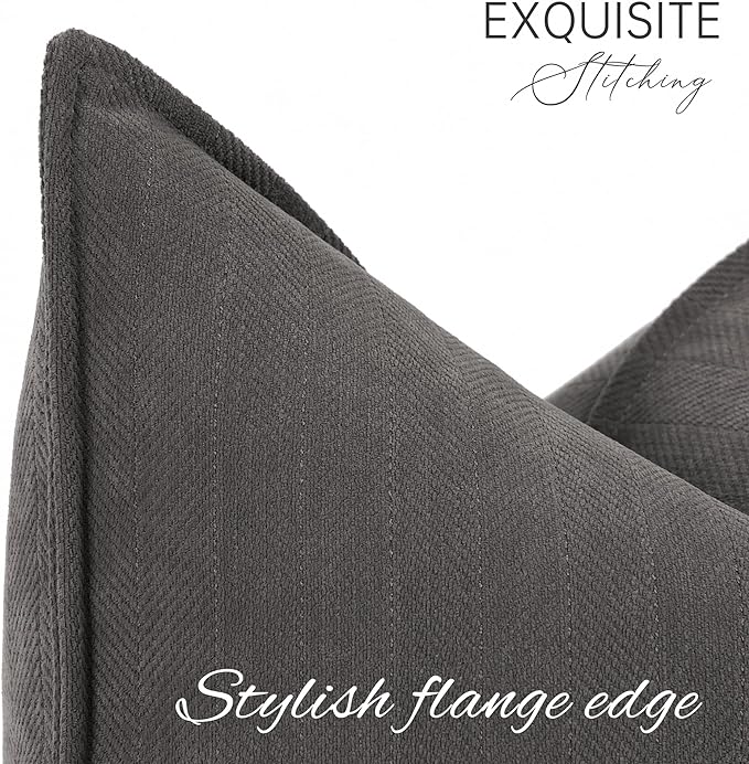 ZWJD Rustic Gray Pillow Covers 20x20 Set of 2 Chenille Throw Pillow Covers - Image 2