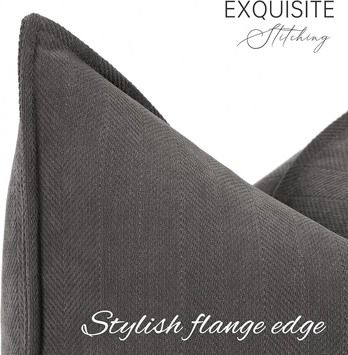 ZWJD Rustic Gray Pillow Covers 22x22 Set of 2 Chenille Throw Pillow Covers - Image 2