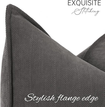 ZWJD Rustic Gray Pillow Covers 22x22 Set of 2 Chenille Throw Pillow Covers - Image 2