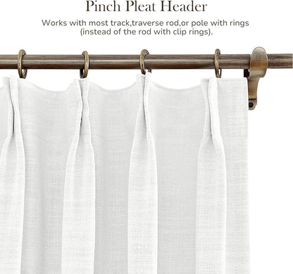 TWOPAGES 150 W x 102 L inch Pinch Pleated Curtain Blackout Linen Drapery - Image 3