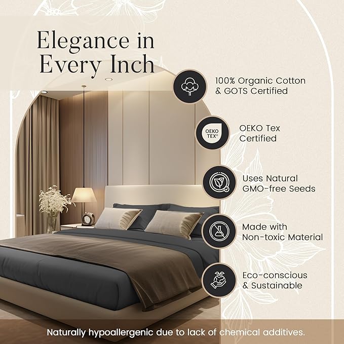 100% Organic Cotton Twin Sheets Set, 300TC Sateen Weave 3 PC Twin Bed Sheets - Image 7