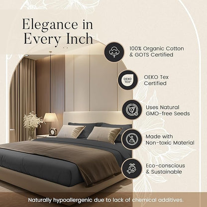 100% Organic Cotton Twin Sheets Set, 300TC Sateen Weave 3 PC Twin Bed Sheets - Image 7