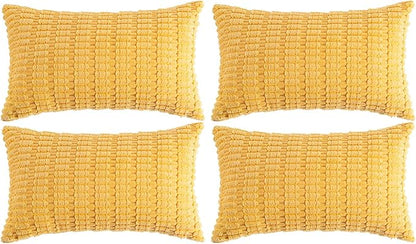 Fancy Homi 4 Packs Yellow Lumbar Decorative Throw Pillow Covers 12x20 Inch by Fancy+Homi