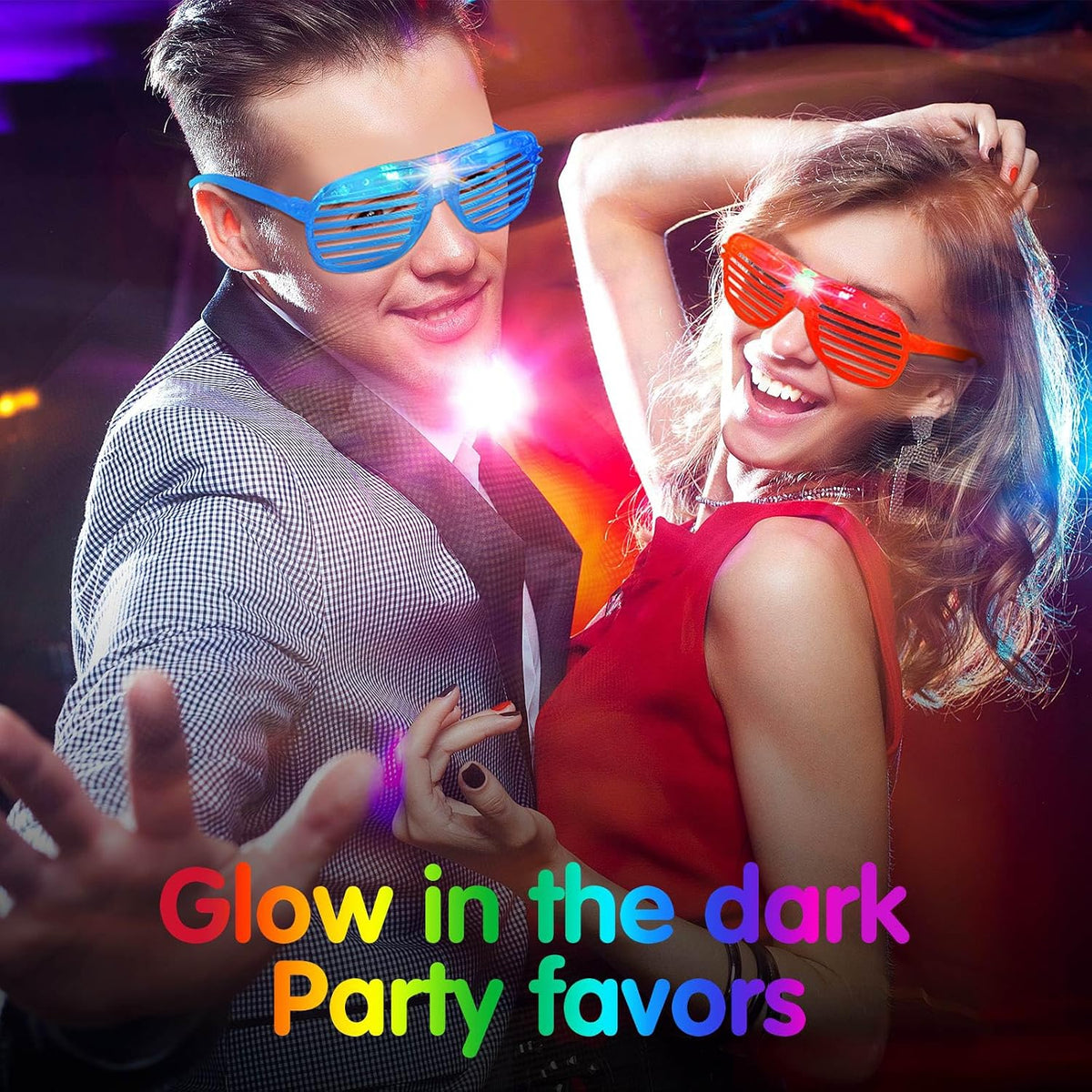 Honoson 102 Pcs LED Light Up Glasses, Glow Shutter Glasses, Glow in the Dark Party Supplies for Adult Neon Flashing Bulk Party Favor for Halloween Birthday Wedding Carnival Rave Xmas Concert (6 Color)