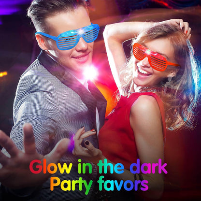 Honoson 102 Pcs LED Light Up Glasses, Glow Shutter Glasses, Glow in the Dark Party Supplies for Adult Neon Flashing Bulk Party Favor for Halloween Birthday Wedding Carnival Rave Xmas Concert (6 Color)