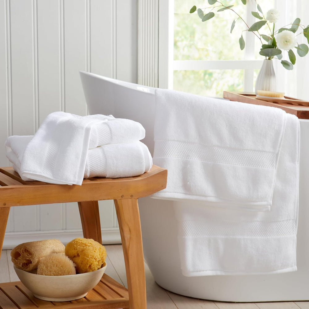 100% Cotton Luxury Hotel Bath Towel Set | 4-Pack | White