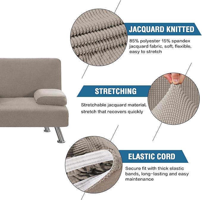 H.VERSAILTEX 4 Pieces Stretch Futon Covers Sofa Bed Slipcover - Image 4