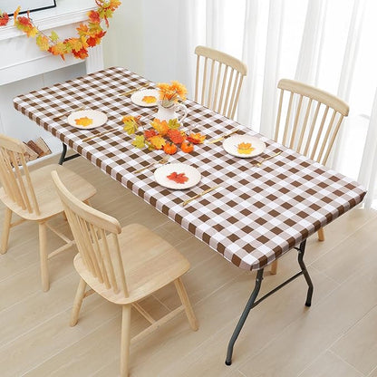 Smiry Rectangle Picnic Table Cloth, Elastic Waterproof Fitted Vinyl Tablecloths - Image 6