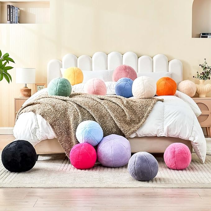 Uvvyui Sage Green Ball Pillow, Ball Shaped Pillow Plush Cushion - Image 7