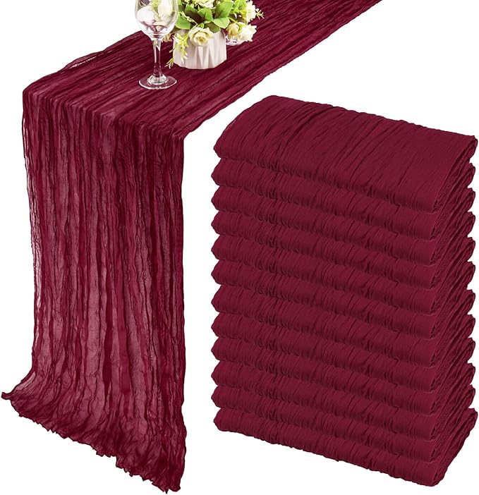 12 Pack Cheesecloth Table Runner 35x72 Inch Boho Gauze Table Runner Rustic by Fivenl