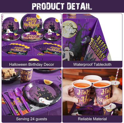 Pajean 277 PCS Halloween Party Supplies Full Set, Happy Birthday Decoration