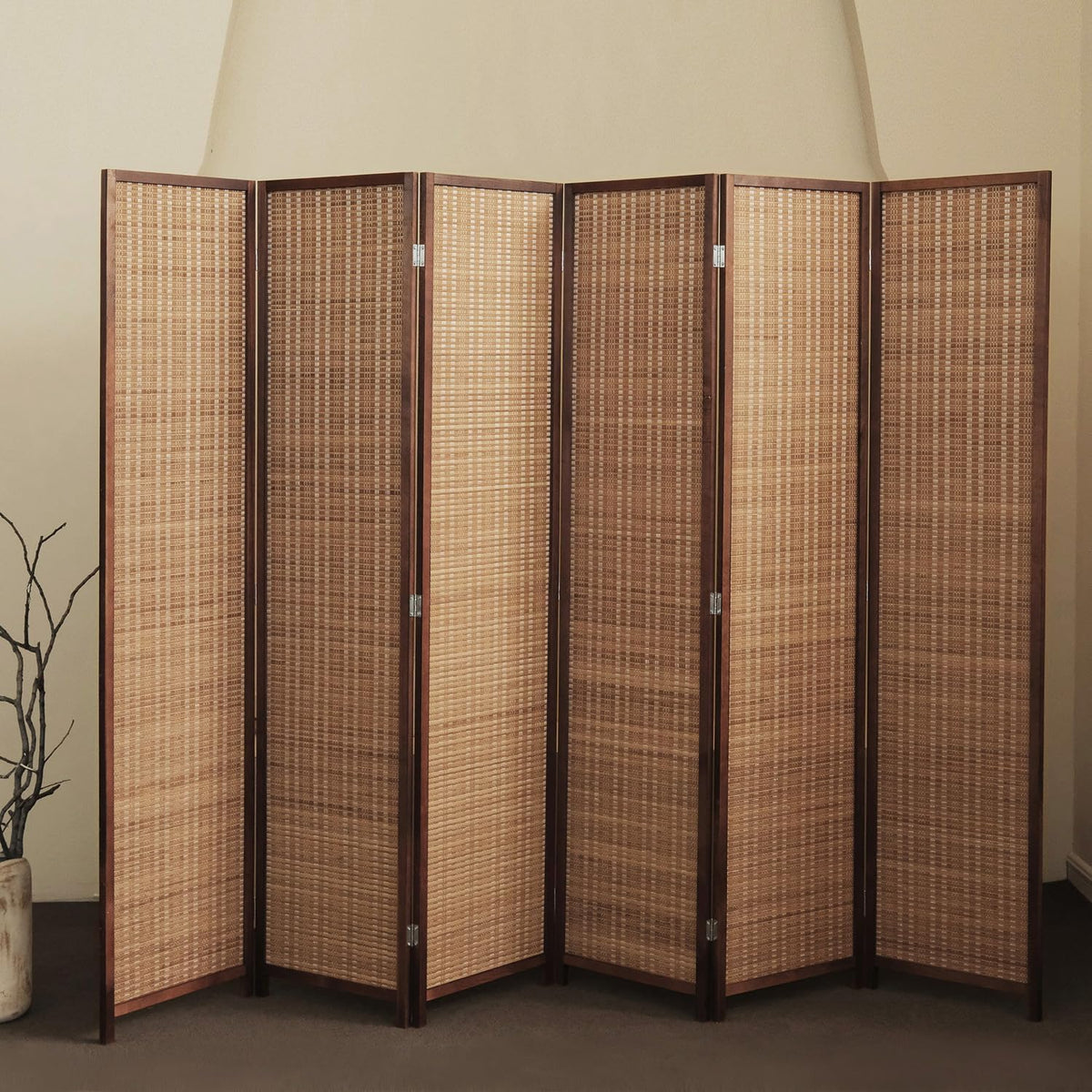 furnnylane 6 panel bamboo room divider - 5.6 shown in use