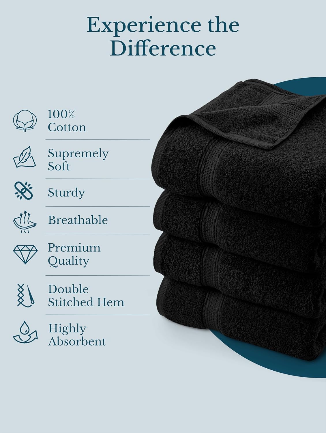 utopia towels 4 pack premium bath towels, 27x54 showing dimensions