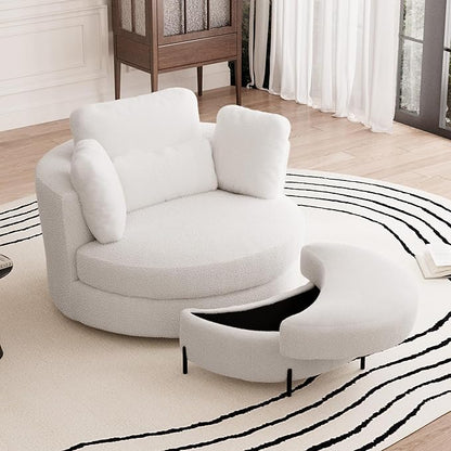 Aoiy & Wifon 50.2'' W Oversized Swivel Barrel Chair - Image 8