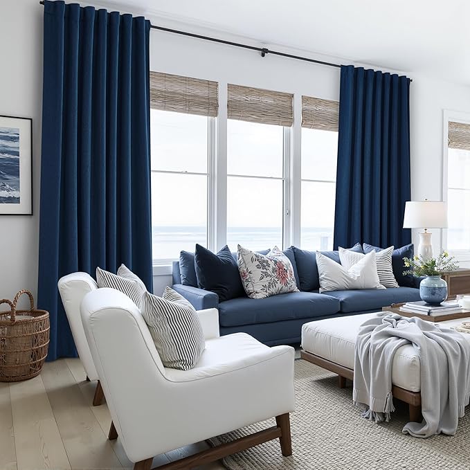 Navy Blue Blackout Curtains 108 Inch Length - Image 6