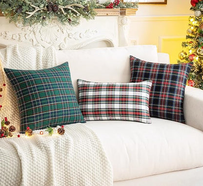 AQOTHES Pack of 2 Christmas Plaid Decorative Throw Pillow Covers Scottish - Image 5