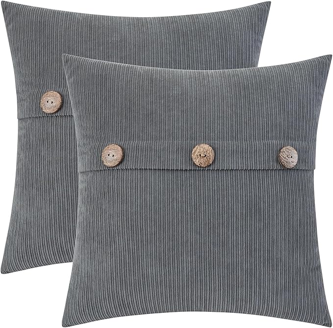 HWY 50 Gray Grey Chenille Throw Pillow Covers 22x22 Inch by HWY50