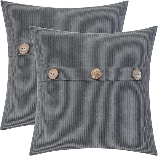 HWY 50 Gray Grey Chenille Throw Pillow Covers 22x22 Inch by HWY50