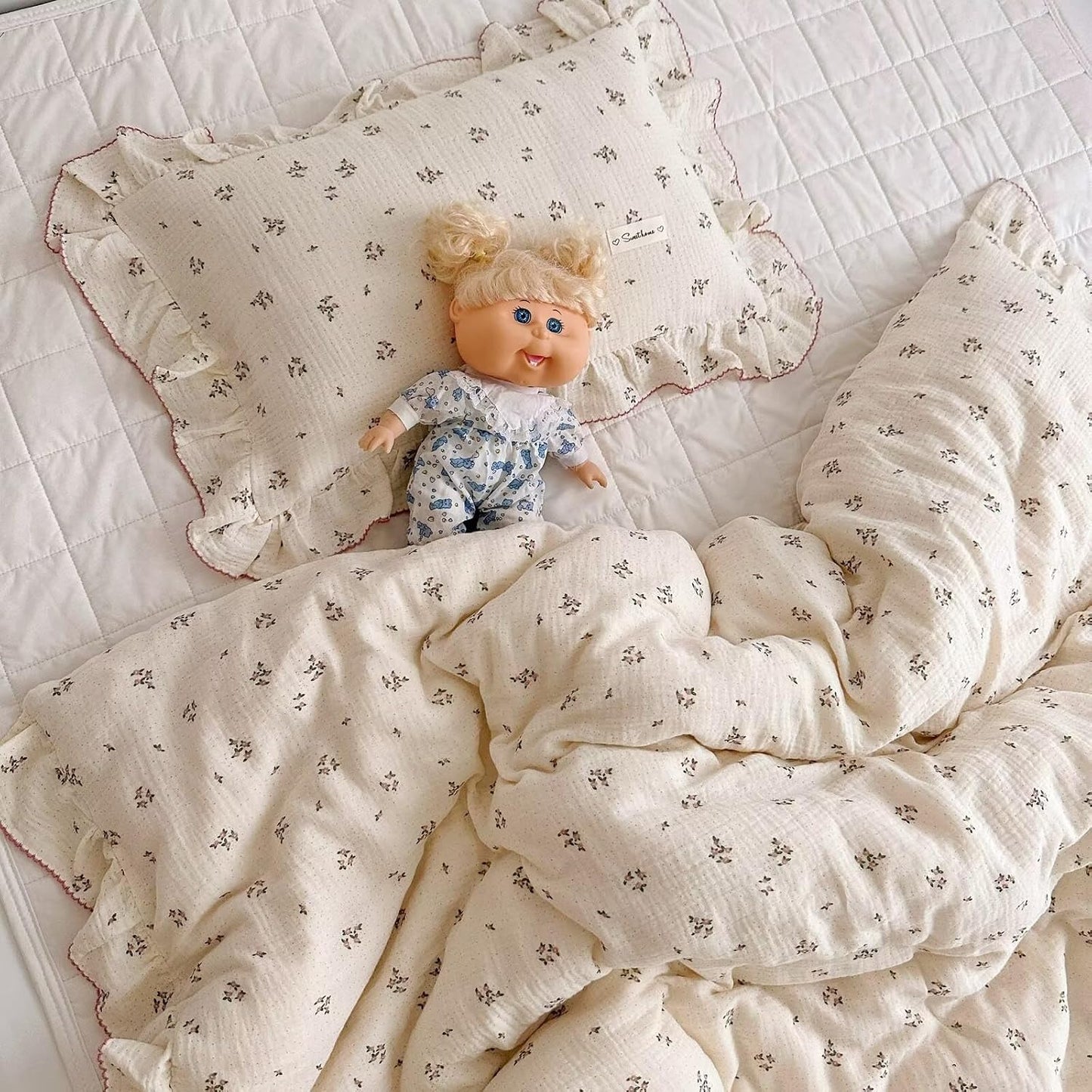 BuLuTu Muslin Toddler Duvet Cover + Duvet Insert, Fits Toddler Bed, Primrose Print