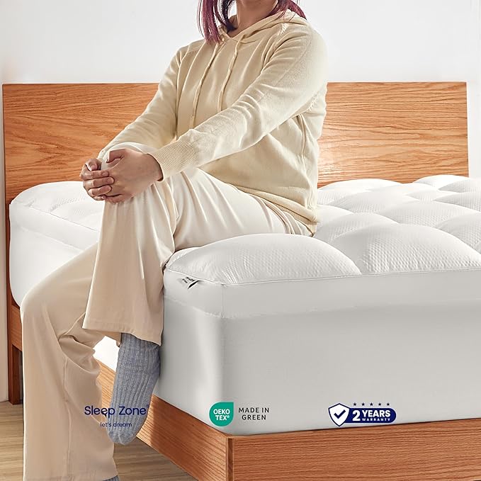 SLEEP ZONE Mattress Topper Full Size, Extra Thick Fitted Mattress Pad - Image 7