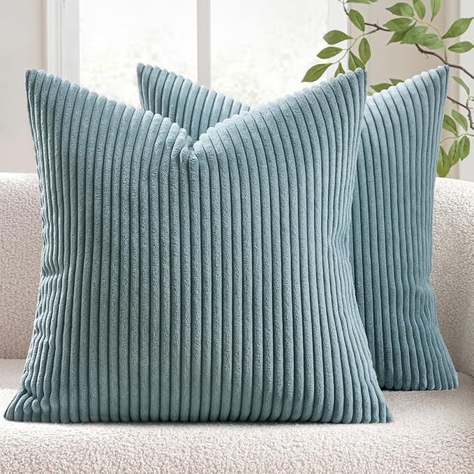 MIULEE Pack of 2 Corduroy Soft Soild Decorative Square Throw Pillow Covers by MIULEE