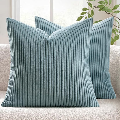 MIULEE Pack of 2 Corduroy Soft Soild Decorative Square Throw Pillow Covers by MIULEE