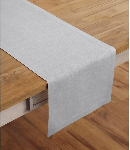 Solino Home Linen Soft Grey Table Runner 120 Inches Long - Image 2