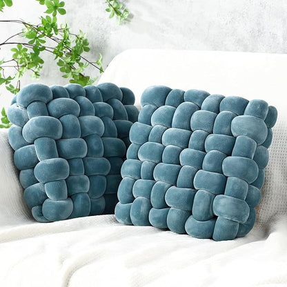Wenqik 2 Pcs Knot Pillows Square Knotted Plush Throws Soft Accent Pillows by Wenqik