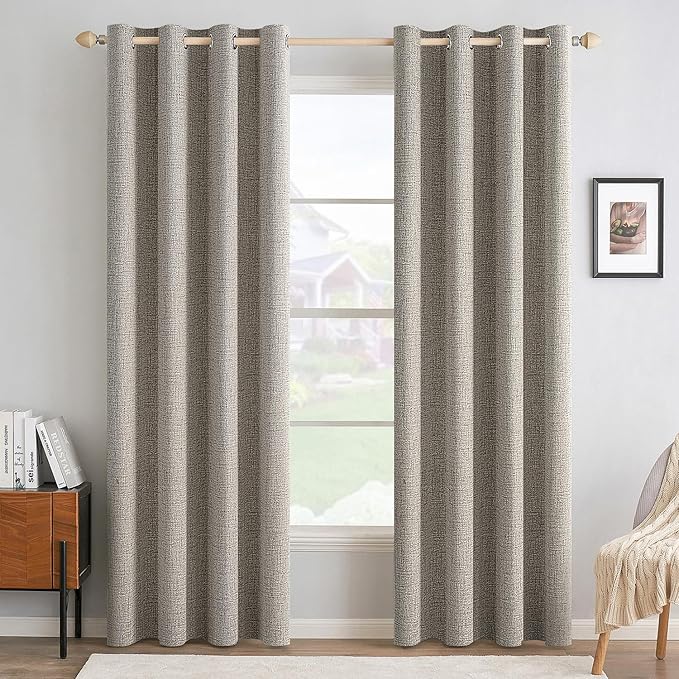 MIULEE Linen Texture Curtains for Bedroom Solid 100% Blackout Thermal Insulated by MIULEE