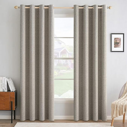 MIULEE Linen Texture Curtains for Bedroom Solid 100% Blackout Thermal Insulated by MIULEE
