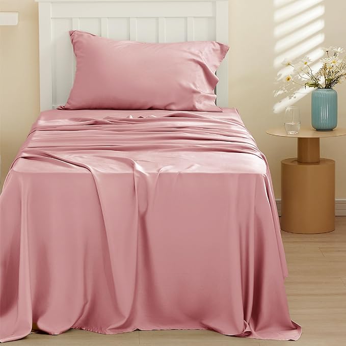 Bedsure Cooling Sheets Twin, Rayon Derived from Bamboo, Breathable & Soft Twin - Image 2