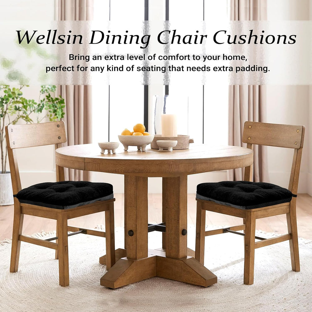 Wellsin Chair Cushions for Dining Chairs, Non-Slip Kitchen Chair Pads with Ti...